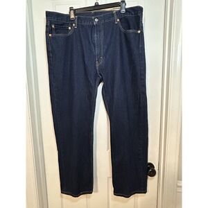 Levis 505 Jeans Mens 42X30 Blue Dark‎ Wash Cotton Stretch Straight Fit Workwear